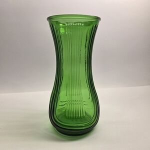 Hoosier Glass 4087-B Green Art Deco MCM 9 3/4" Vase 4" Opening